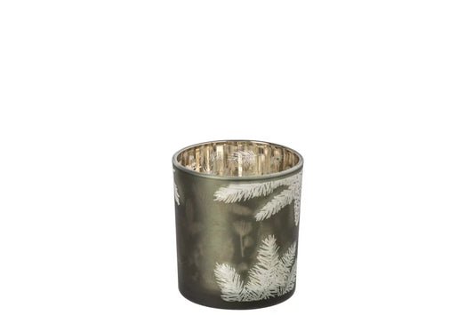 Theelichthouder Dennenappel Groen S (7.3x7.3x8cm)