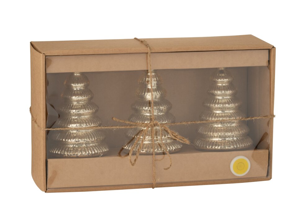 Doos met 3 Goudkleurige LED Kerstboompjes